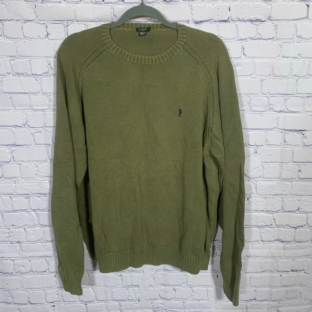 J.Crew Mens Vintage Crew Neck Cotton Sweater Green Sz XL Casual Preppy Old Money